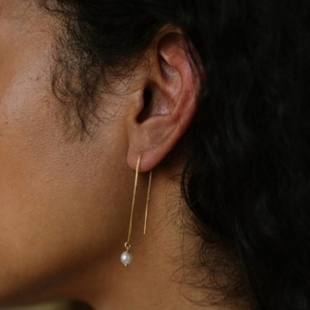 Anthropologie Pearl Accent Threader Dangle Earrings